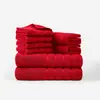 Juego de Toallas de Algodón Liso de Ocho Piezas Transfronterizo del Fabricante: 2 Toallas de Baño, 2 Toallas, 4 Toallas Cuadradas. Los Regalos Promocionales Se Pueden Bordar