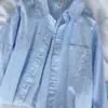 Camisa branca de algodão puro estilo coreano para mulheres, novo design 2025, única e estilosa, modelagem solta, manga longa, com bordado pequeno