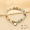 Venta Caliente de Amazon Pulsera de Piedra Ojo de Gato Cebra en Polvo Turquesa con Cuentas Pulsera con Colgante de Acero Inoxidable Amor Venta al por Mayor Transfronteriza