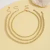 Collar de Tres Piezas Nuevo Bohemio Transfronterizo de Amazon, Collar en Capas de Lujo para Mujer con Perlas Doradas Ccb