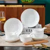 Conjunto completo de louças domésticas, tigelas e pratos de cerâmica de grau alimentício, tigelas de porcelana branca, tigelas de arroz, frete internacional, atacado, direto da fábrica