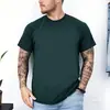 [Camiseta de Algodón Talla Europea] Nueva Camiseta Cultural de Estilo Europeo y Americano de Peso Pesado, Cuello Redondo, Color Liso, para Hombres y Mujeres, Camiseta Casual de Manga Corta, Verde Militar