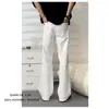 Verano Nuevo Gama Alta Blanco Elástico Bootcut Jeans para Hombre Corte de Bota Sueltos Pantalones Casuales Nicho Pantalones