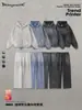 Outono 2025 Marca Tendência Retrô Moletom Degradê Jaqueta com Capuz Calça de Moletom Reta Terno Esportivo Casual de Duas Peças para Homem
