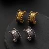 Aretes Ovalados Retro de Estilo Étnico con Forma de C Tallados Antiguos Retro para Mujer Moda Transfronteriza Europea y Americana Aretes Elegantes Simples