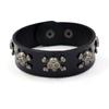 Pulsera de cuero para hombre estilo punk europeo y americano con remaches de calavera, personalizada y moderna, pulsera ancha de piel de vaca no convencional