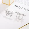 Pendientes de Clip Florales Curvos Dulces y Frescos Estilo Femenino Coreano con Pendientes de Circonita, Pendientes Elegantes, Estilo Retro de Hong Kong