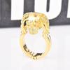 Anillo de cabeza de calavera punk estilo punk europeo y americano chapado en oro de 18 quilates anillo vintage joyería de mano al por mayor