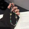 Cadena de Teléfono Móvil Mariposa de Aleación Colorida Cadena Colgante con Cuentas de Cristal Cuerda de Cadena de Teléfono Móvil de Perla Lanyard de Teléfono Móvil Transfronterizo de Moda