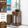Nuevo Estilo Zen Chino Soporte de Flores de Bambú de Pie para Sala de Estar Mesa de Flores Simple con Ensambles de Caja y Espiga Soporte de Exhibición de Adornos Mesa de Flores para Balcón