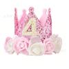 Corona de Cumpleaños DIY para Niños de 1 a 5 Años Tocado de Flor de Espuma Sombrero de Cumpleaños para Niña de 1/2/3/4/5 Años Tocado de Diadema