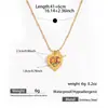 Collar de Acero Inoxidable que No se Desvanece Colgante de Corazón con Aceite Goteante Fresa Mariquita Collar Chapado en Oro de 18K