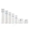 Botellas de Set de Cosméticos Acrílicas en Stock: Botella de Emulsión de Agua de 120 ml, Botella de Esencia de Loción de 30 ml, Botella Vacía de Crema de 30 g/50 g