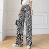 Pantalones Tie-Dye con Pintura a Tinta para Mujer, Verano, Delgados, de Cintura Alta, Caída Suelta, Pierna Recta, Pantalones Casuales, Pantalones de Pierna Ancha de Seda de Hielo