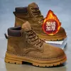 Botas de Trabajo Estilo Británico de Caña Alta Martin para Hombre, Botines Gruesos para Motocicleta Otoño/Invierno, Botas Casuales Retro para Hombre para Exteriores
