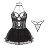Lencería Erótica para Mujer Guiruo Escote en V Profundo con Aros Estilo Deseo Puro Conjunto de Camisón Uniforme Sexy Provocativo G5154