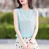 Chaleco sin mangas de ramio para mujer, jersey de cuello redondo, color liso, casual, tejido, camiseta interior, holgado, talla grande, jersey de verano