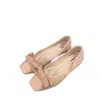 Mocassins Quadrados Elegantes com Laço, Versáteis para o Dia a Dia, Solado Macio, Cabedal Macio, Boca Rasa, Sapatos Baixos Cor Nude para Mulheres