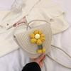 Bolso tejido elegante de verano para mujer, estilo coreano, nuevo bolso bandolera con flores, bolso de playa informal y moderno.