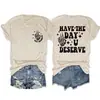 Ten el Día U Amazon Ebay Sitio Independiente Camiseta de Manga Corta con Cuello Redondo para Mujer, Moderna y Única, Estampada por Delante y por Detrás