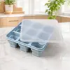 Bandeja de cubitos de hielo de silicona de grado alimenticio transfronteriza, 9 cavidades con tapa, plegable, fácil de desmoldar, molde para hacer hielo para refrigerador doméstico, personalización
