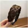 Faixa de Cabelo com Cabelo Sintético, Alargada para Cobrir Cabelos Grisalhos, Trança de Cinco Mechas, Borda Larga Espessada em Espinha de Peixe, Trança de Cabelo, Faixa de Cabelo para Cabelos Soltos
