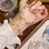 Pulsera de Piedra Triturada de Cristal Irregular Natural Original para Mujer, Primavera 2025, Estilo Diseñador, Producto de Transmisión en Vivo, Piedra Triturada de Aguamarina