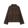 Aliexpress 2025 Otoño e Invierno Nueva Chaqueta de Lana con Cremallera y Bolsillos Grandes para Mujer, Estilo Europeo y Americano Transfronterizo, con un Toque de Alta Gama