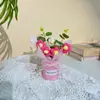Ramo de Flores de Lana en un Cubo Abrazo, Regalo Hecho a Mano para Mejor Amiga, Ramo de Flores Pomposas, Ramo de Regalo para el Día de San Valentín y el Día del Maestro