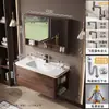 Gabinete de Baño Curvo Usado Color Nogal Viento Combinación Lavabo Cerámico Integrado para Baño