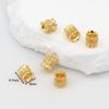 Cuentas Espaciadoras Grandes con Agujero, Incrustadas con Circonia, Chapadas en Oro de 18K, Encaje Chapado en Oro, Corona de Flores Doble Cara, Accesorios de Cuentas DIY C45