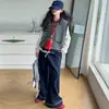 Conjunto para Meninas 2025 Novo Outono e Primavera Colete de Tricô Listrado Camisa Básica Jeans Conjunto de Três Peças Estilo Coreano