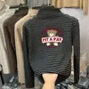 Camada Interna Listrada da Moda para Meninas com Camisa Térmica de Base, Nova Camiseta Versátil de Manga Longa Quente para Outono e Inverno