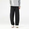 2026 Calça Casual de Lâmina Curva Estilo Americano Masculina Verão Novo Estilo Diário Reta Versátil Solta Calça Longa Masculina Algodão Preto