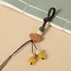 Chaveiro de Carro Pingente Flor de Ameixeira Madeira de Pêssego Cordão Semi-Acabado Tecido à Mão Fivela Viva Acessórios Argola Aberta Pregos de Chifre