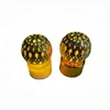 Arte de Hierro Dorado con Pantalla de Seda Calada de Oriente Medio Lámpara de Velas Electrónica Luz Nocturna LED Adorno Luminoso de Escritorio Iluminación