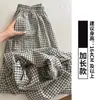 Pantalones de Cuadros Grises de Pierna Ancha para Mujer, Pantalones Casuales Finos de Primavera y Otoño, Estilo Perezoso Holgado, Estilo Coreano Petite, Pantalones Largos hasta el Suelo para Caminar
