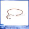 Pandora S925 cobre blanco chapado en oro rosa cadena de hueso de serpiente ajustable pulsera telescópica clásica de flor de cerezo accesorios de bricolaje
