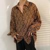 Camisa de Fada Masculina Primavera e Outono Camisa Divertida Estampada Masculina Manga Longa Estilo Hong Kong Solta Moda Casual Jaqueta Camisa