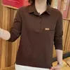 Sudadera con Solapa para Mujer Primavera y Otoño 2026 Corte Holgado Cubre Vientre Manga Larga Informal Versátil Atuendo de Otoño para Mamá de Mediana Edad
