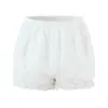 Conjunto de Camisa Corta de Encaje con Volantes, Cuello de Muñeca Romántico Estilo Francés, de Botones a un Lado, con Shorts de Capa Anti-Exposición