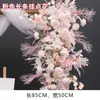 Arreglo floral de piso para boda, decoración de fila de flores rosas, flores de boda, flores artificiales, decoración de pasillo, ambientación, arte floral de escenario T