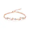 Pulseira de Golfinho Ouro Rosa Estilo Coreano Pulseira Vermelha da Internet Feminina Pulseira de Golfinho Cravejada de Zircônia Diamantada Joias da Moda para Estudantes