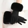 Guantes Calientes para Mujer en Invierno, Engrosados con Forro Polar, Ribete de Piel Sintética Fresca, a Prueba de Frío, Ciclismo al Aire Libre, Cortavientos, Mantienen el Calor, Guantes para Pantalla Táctil