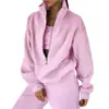 2026 Moda Casual Deportiva de Otoño para Mujer, Sudadera Deportiva de Manga Larga con Media Cremallera, Color Sólido, Conjunto de Tres Piezas