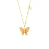 Mariposa Tesoro Plata de Ley S925 Esmalte Collar de Mariposa Diseño de Nicho para Niñas Cadena para la Clavícula Regalo de Cumpleaños de Alta Calidad