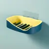 Moda Nórdica Color Contraste Doble Capa Sin Costuras Jabonera Multifuncional Baño Portátil Almacenamiento Sin Perforaciones Jabonera