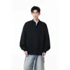 Sudadera Estilo Old Money con Cuello Henley Cosido a Mano para Hombre, Top de Manga Larga con Diseño de Moda Otoñal, Camisa Básica Casual de Corte Holgado
