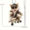 Novos ornamentos de pingente de gato para skate de acrílico plano transfronteiriços para resfriar