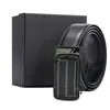 Cinturón de Cuero Personalizado para Hombre de Cuero Genuino Hebilla Automática Cinturón de Cintura de Piel de Vaca Logo Impreso a Color Regalo de Negocios Hebilla de Trinquete Cinturón de Cuero de Primera Capa para Hombre